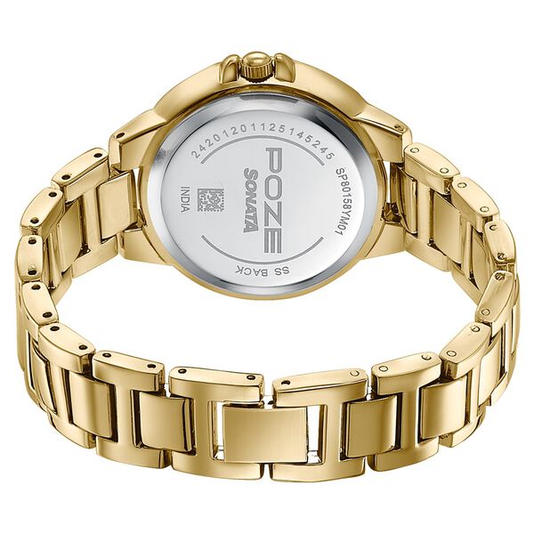 Poze By Sonata Quartz Analog silver Dial Golden Metal Strap Watch For Women - image number 5