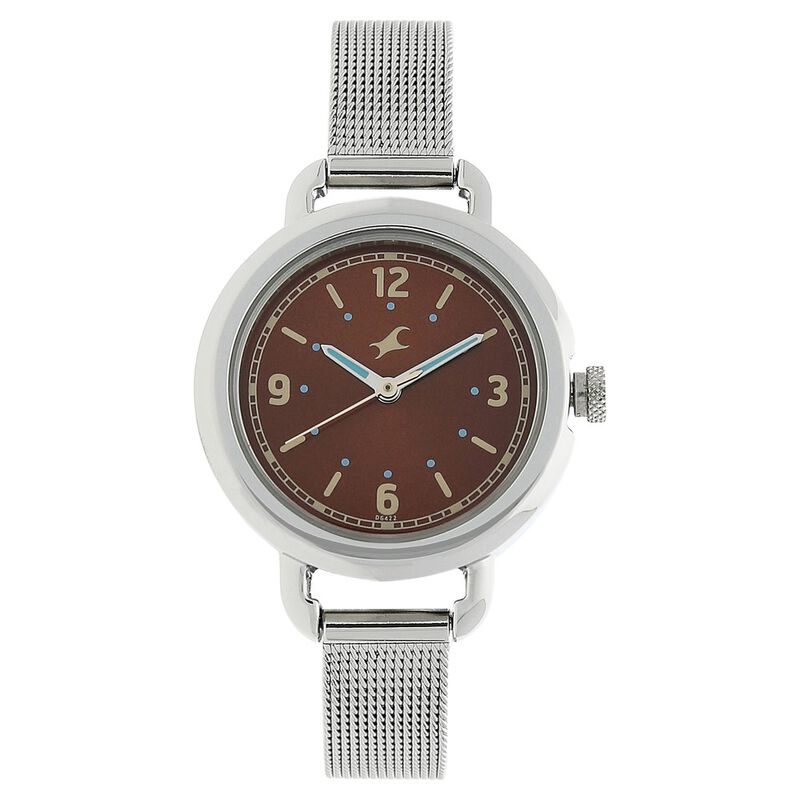 Fastrack Bare Basics Quartz Analog Brown Dial Stainless Steel Strap Watch for Girls - image number 0