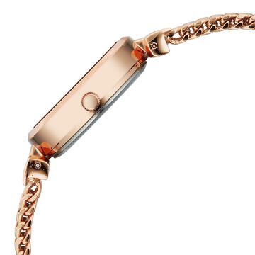 Vyb Seeker By Fastrack Quartz Analog Silver Dial Rose Gold Metal Strap Watch For Girls