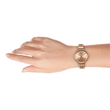 Titan Raga Showstopper Quartz Analog Rose Gold Dial Metal Strap Watch for Women