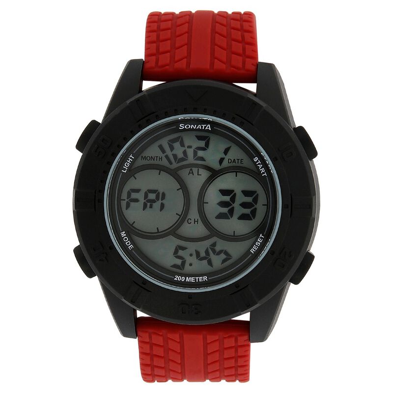SF Digital Dial Red Plastic Strap Watch for Men