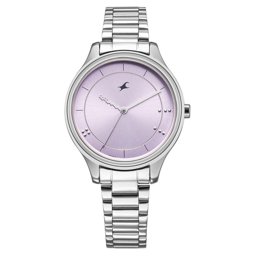 Buy Online Fastrack Stunners Quartz Analog Pink Dial Silver Metal Strap Watch For Girls 6296sm01 Titan