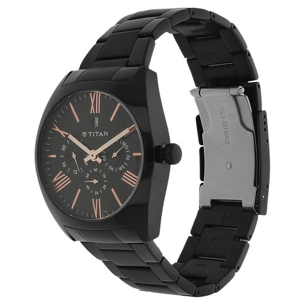 Titan Quartz Analog Black Dial Stainless Steel Strap Watch for Men - image number 1