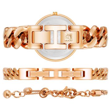 Anne Klein Quartz Analog Rose Gold Round Dial Rose Gold Metal Strap Watch For Women