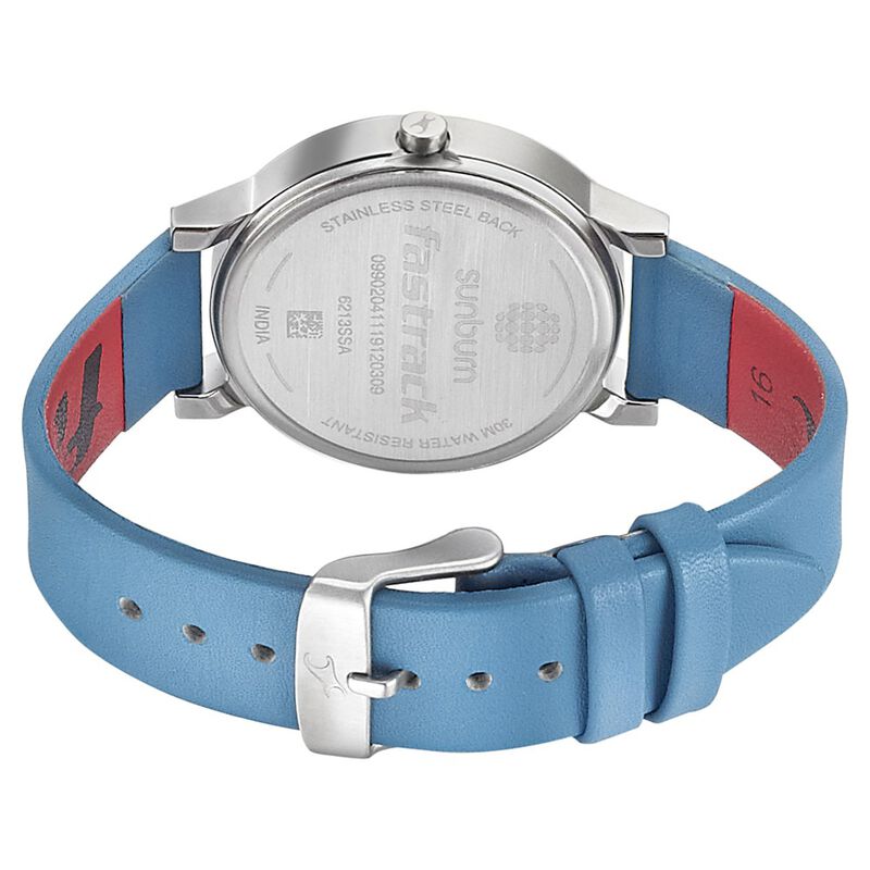 Fastrack Sunburn Quartz Analog Blue Dial Leather Strap Watch for Girls - image number 4