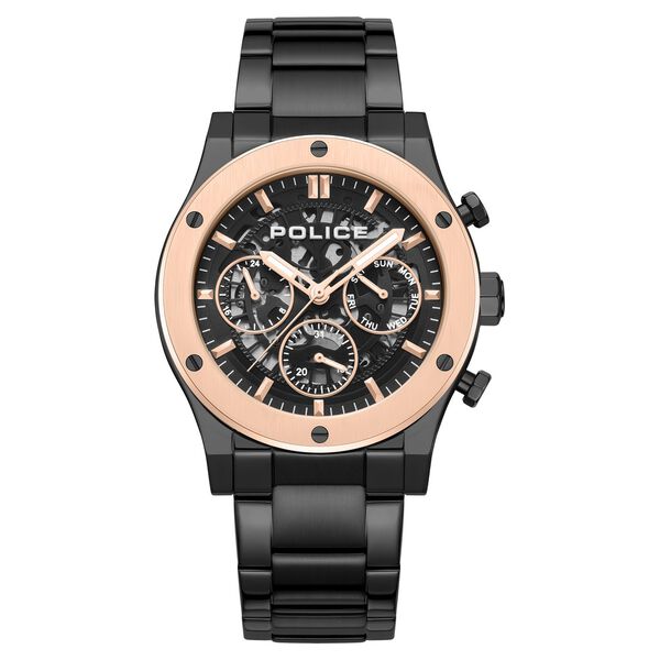 Police Quartz Multifunction Black Dial Black Colour Stainless Steel Strap Watch For Men - image number 0