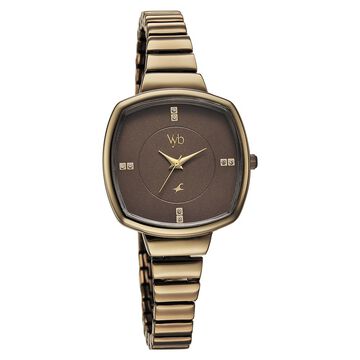 Fastrack Vyb Muse Quartz Analog Khaki Dial Metal Strap Watch For Girls