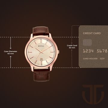 Titan Rose Gold Dial Analog with Date Leather Strap watch for Men