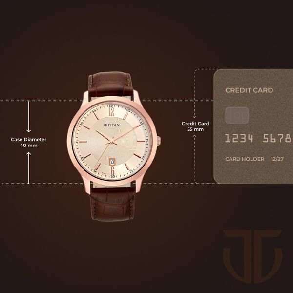 Titan Rose Gold Dial Analog with Date Leather Strap watch for Men - image number 2