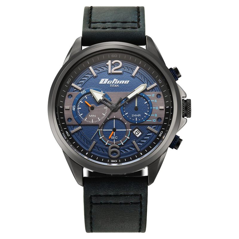 Titan Octane Cred Analog with Blue Dial Blue Leather Strap Watch for Men