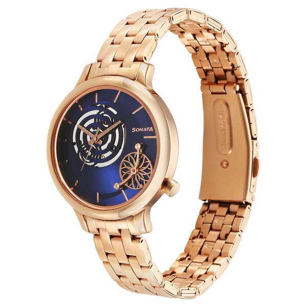 Sonata Unveil Quartz Analog Blue Dial Metal Strap Watch for Women - image number 1
