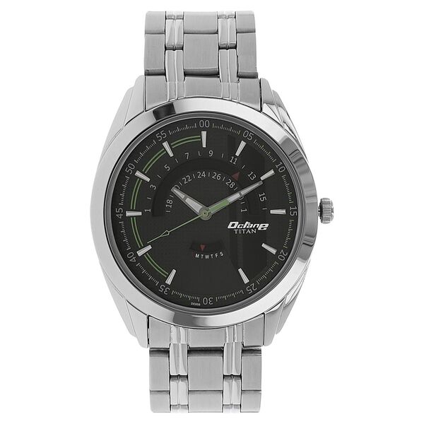 Titan Quartz Analog with Date Black Dial Stainless Steel Strap Watch for Men - image number 0