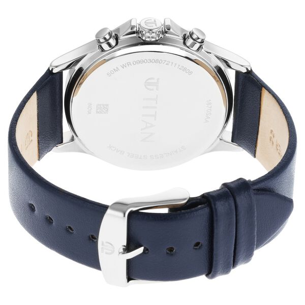 Titan Workwear Blue Dial Dual Time Leather Strap watch for Men - image number 4