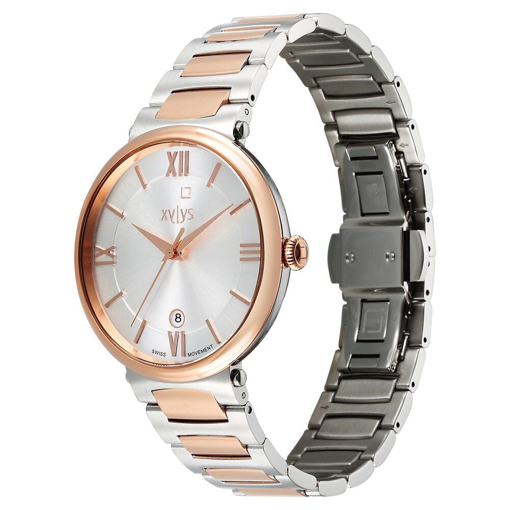 Y★A Buy Online Xylys Quartz Analog with Date Silver Dial Two Toned