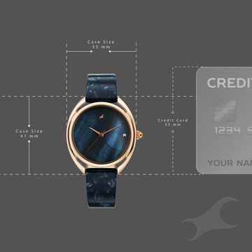 Fastrack Younique Quartz Analog Blue Mother Of Pearl Dial Two Toned Acetate & Metal Strap Watch For Girls
