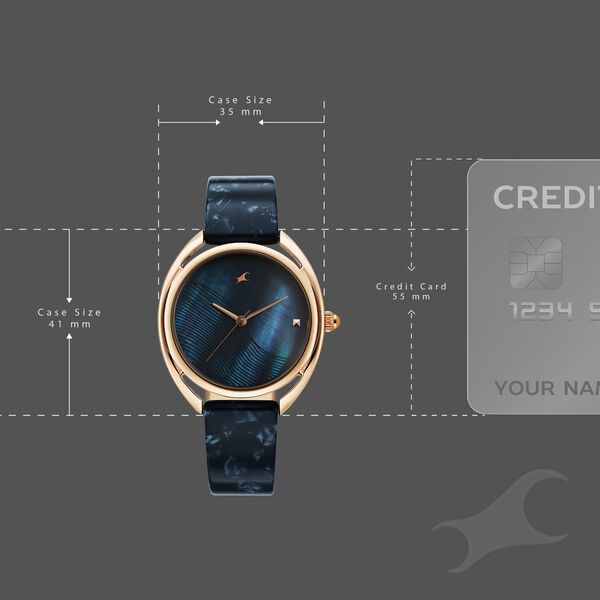 Fastrack Younique Quartz Analog Blue Mother Of Pearl Dial Two Toned Acetate & Metal Strap Watch For Girls - image number 3