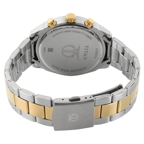 Titan Men's Metropolitan Luxe: Multifunction Silver Dial with Two-Tone Stainless Steel Bracelet Watch - image number 3