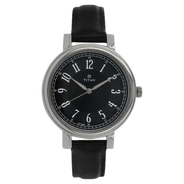 Titan Quartz Analog Black Dial Leather Strap Watch for Women - image number 0