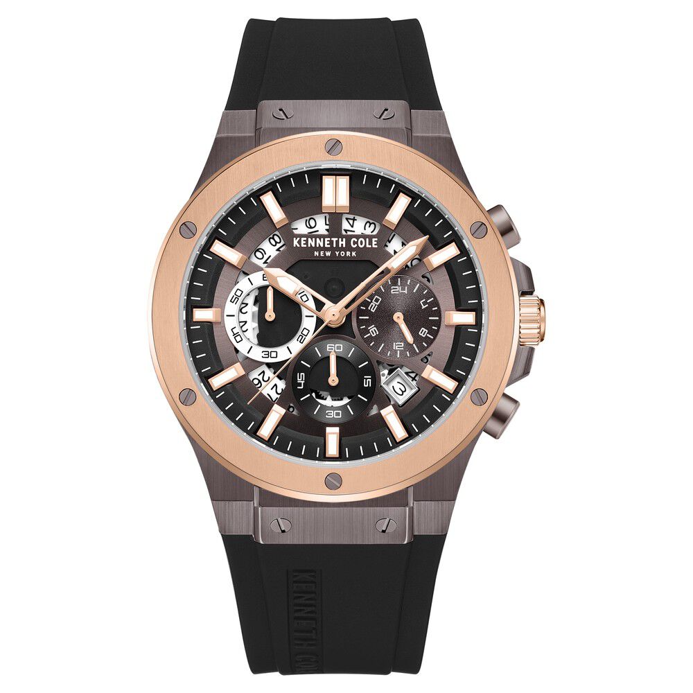 Kenneth Cole Quartz Chronograph Brown Dial Silicone Strap Watch for Men-image-49