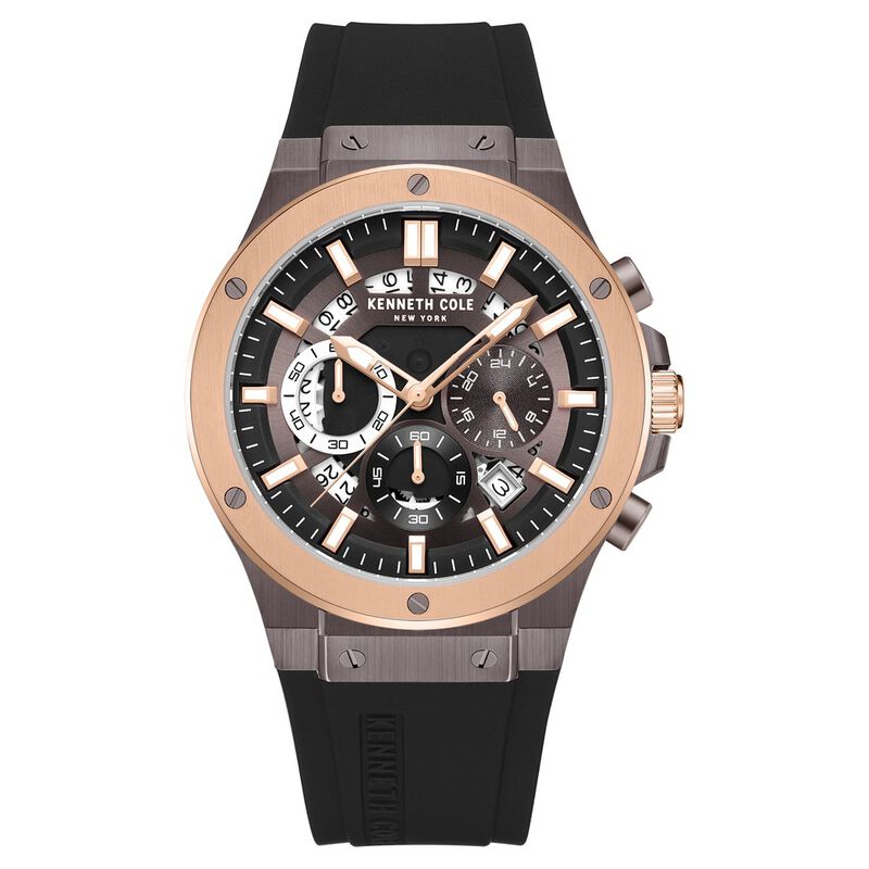 Kenneth Cole Quartz Chronograph Brown Dial Silicone Strap Watch for Men