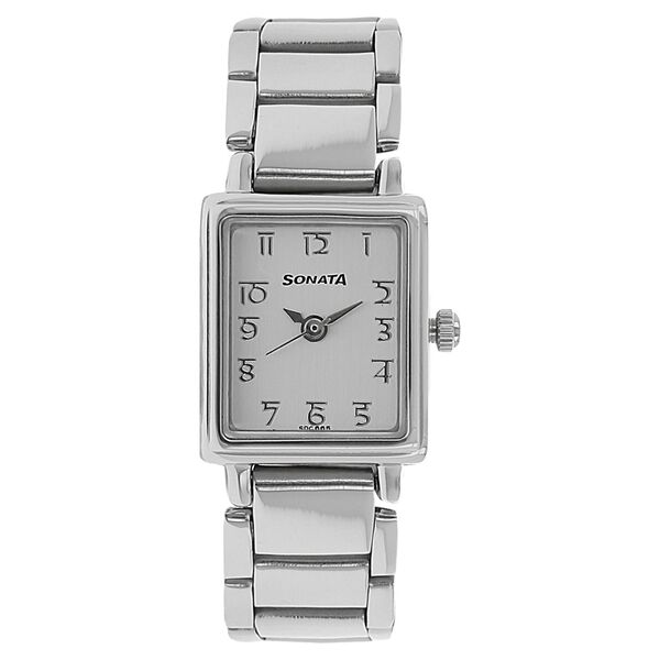 Sonata Quartz Analog Silver Dial Stainless Steel Strap Watch for Women - image number 0