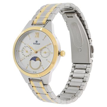 Titan Women's Elegance Monophase Two-Tone White Dial Watch