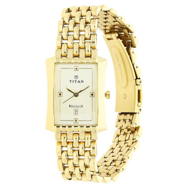 Titan Quartz Analog with Date White Dial Stainless Steel Strap Watch for Men - image number 1