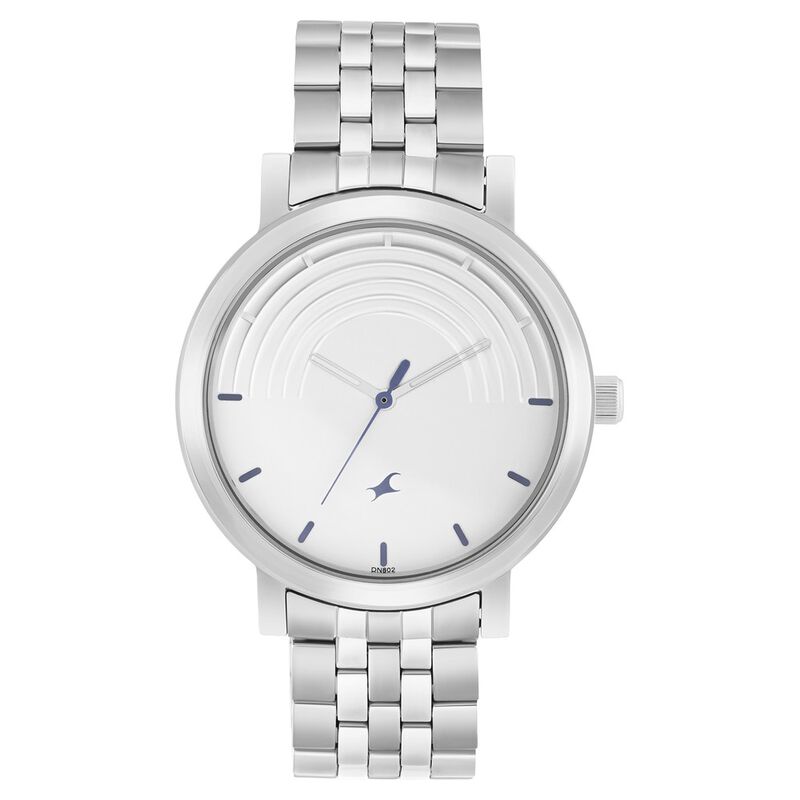 Fastrack Crush Quartz Analog White Dial Stainless Steel Strap Watch for Guys