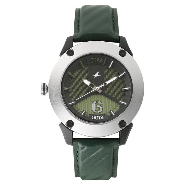 Fastrack Loopholes Quartz Analog Green Dial Leather Strap Watch for Guys - image number 0