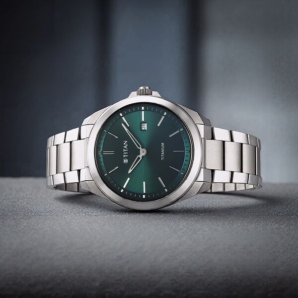 Titan Titanium Quartz Analog Green Dial Titanium Strap Watch for Men - image number 0