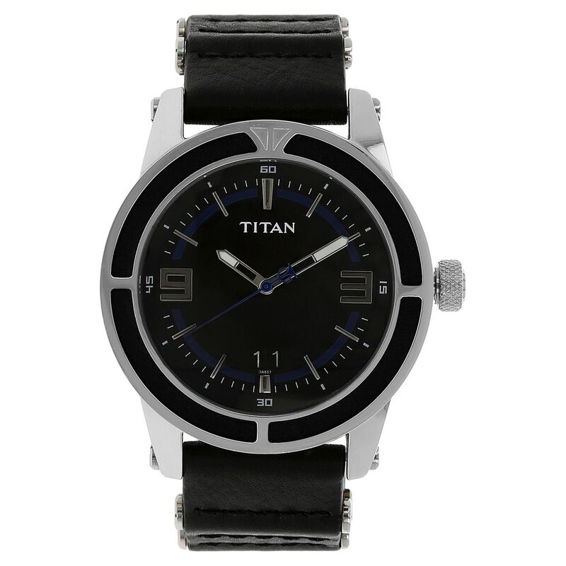 Titan Quartz Analog with Date Black Dial Metal Strap Watch for Men