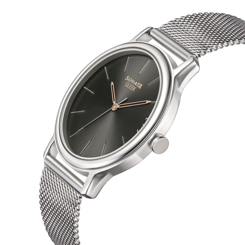 Sonata Quartz Analog Grey Dial Stainless Steel Strap Watch for Men - image number 2