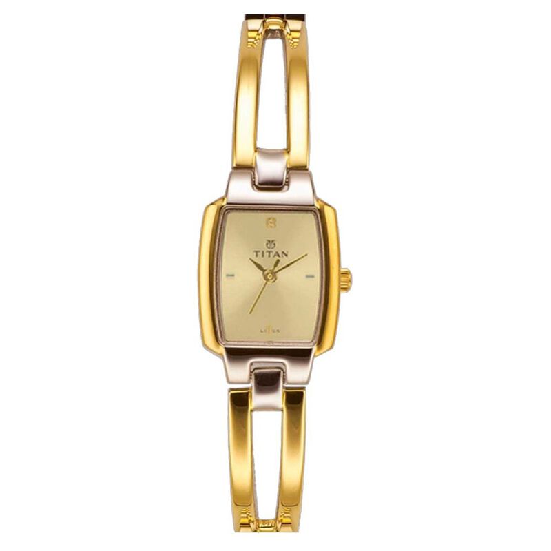 Titan Quartz Analog Champagne Dial Watch for Women