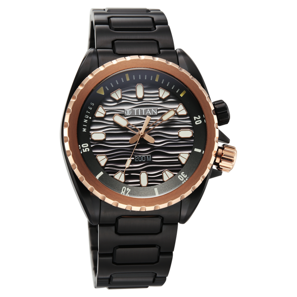 Titan Zero Hour Diver's 200m Analog with Black Dial Black Stainless Steel Strap Watch for Men - image number 1