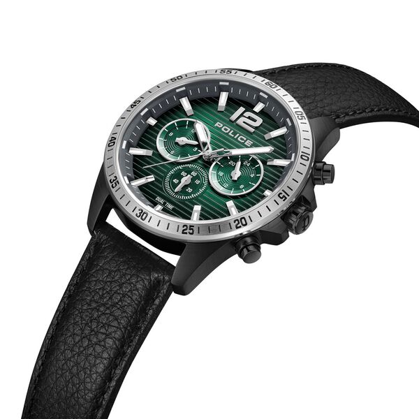 Police Quartz Multifunction Green Dial Black Leather Strap Watch for Men - image number 1