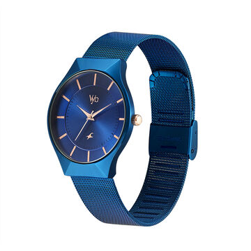 Fastrack Vyb Successor Quartz Analog Blue Dial Stainless Steel Strap Watch for Girls