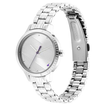 Fastrack Stunners Quartz Analog Silver Dial Metal Strap Watch for Girls