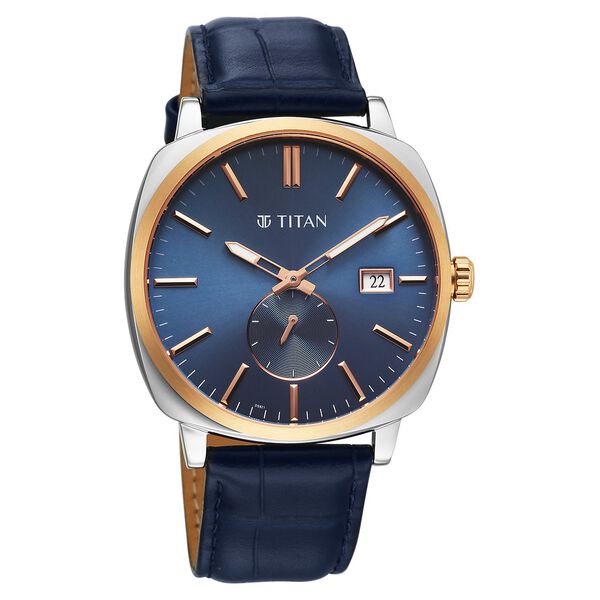Titan Classique Suave Analog with Blue Dial Blue Leather Strap Watch for Men - image number 2