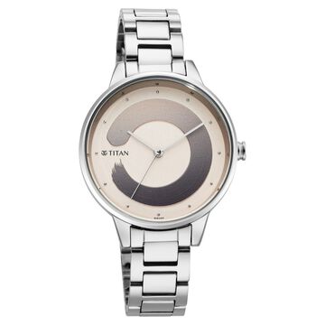Titan Purple Glam It Up Brown Dial Women Watch With Stainless Steel Strap