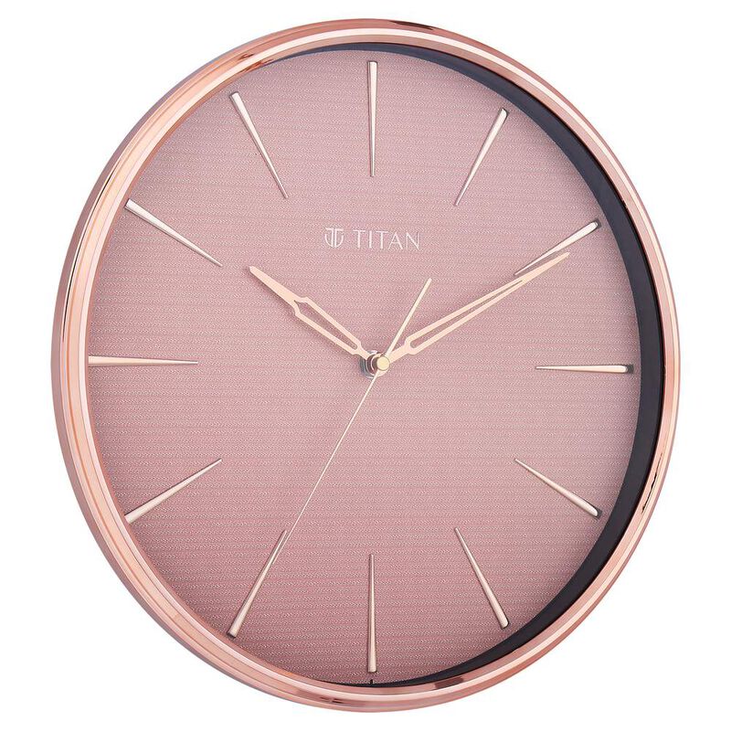 Titan Contemporary Rustic Pink Wall Clock in a Glossy Finish with a Textured Dial 32.5 x 32.5 cm (Medium) - image number 1