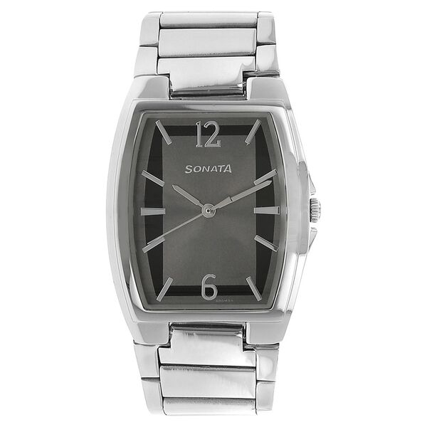 Sonata Quartz Analog Grey Dial Stainless Steel Strap Watch for Men - image number 0