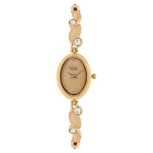 Titan Raga Foliage Rose Gold Dial Women Watch With Metal Strap - image number 0