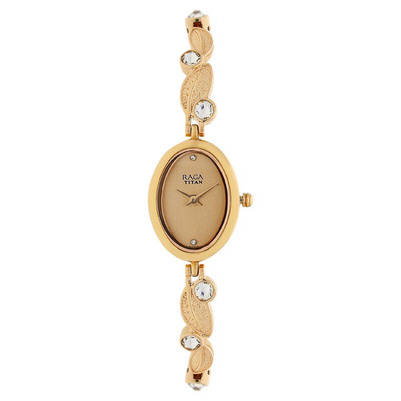 Titan Raga Foliage Rose Gold Dial Women Watch With Metal Strap