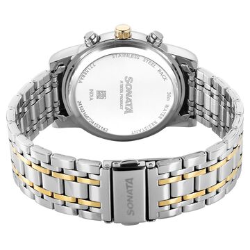 Sonata Wedding Multifunction Black Dial Stainless Steel Strap Watch For Men