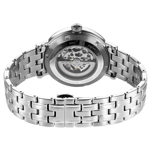 Titan Yin Yang Skeletal Automatic Analog with Black Dial Silver Stainless Steel Strap Watch for Men - image number 5