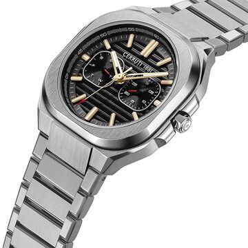 Cerruti 1881 Quartz Multifunction Black Dial Silver Stainless Steel Strap Watch For Men