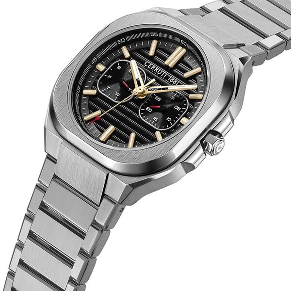 Cerruti 1881 Quartz Multifunction Black Dial Silver Stainless Steel Strap Watch For Men - image number 1