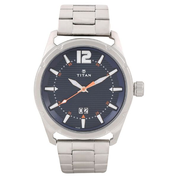 Titan Round Blue Dial Analog with Date Stainless Steel Strap watch for Men - image number 0