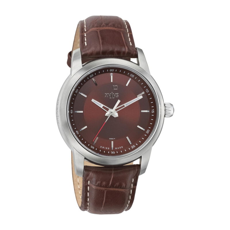 Xylys Swiss Analog Brown Leather Strap and Brown Dial Watch For Men