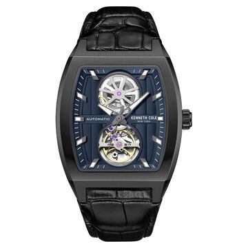 Kenneth Cole Automatic Black Leather Strap Watch For Men